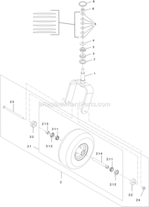 Caster Wheel And Fork Assembly Diagram and Parts List for LZS88CDYM96RW0 (402082300-404314158)(2018) Exmark Lawn Mower