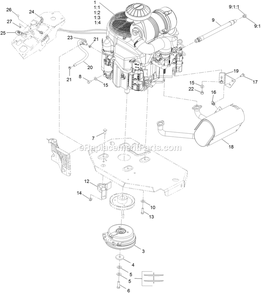 Engine Assembly Diagram and Parts List for LZE751GKA604A1 (402082300-404314158)(2018) Exmark Lawn Mower
