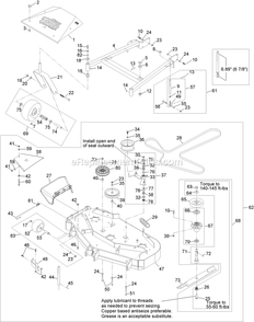 Mower Deck Assembly Diagram and Parts List for TTS600KAE483 (313000000-313999999)(2013) Exmark Lawn Mower