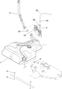 Fuel Tank Mounting Assembly Diagram and Parts List for LZX29KA606SS (920000-999999)(2011) Exmark Lawn Mower