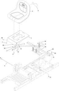 Seat Assembly Diagram and Parts List for QTE452CEM42200 (316000000-399999999)(2016) Exmark Lawn Mower