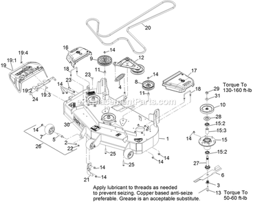 Deck Assembly Diagram and Parts List for LZE600KA484 (312000000-312999999)(2012) Exmark Lawn Mower
