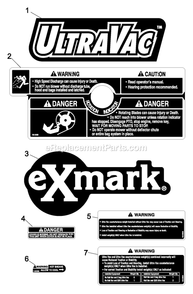 Decals Diagram and Parts List for LHPUV4650 (600000-669999)(2006) Exmark Lawn Tractor Accessories