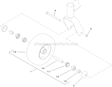 Wheel And Bearing Assembly Diagram and Parts List for VTX651KA484 (313000000-313999999)(2013) Exmark Lawn Mower