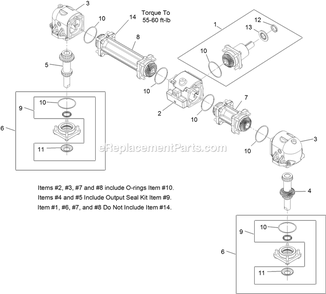 Gearbox Assembly Diagram and Parts List for NV730EKC42 (314000000-314999999)(2014) Exmark Lawn Mower