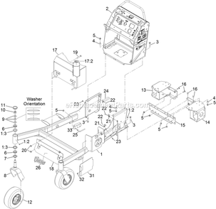 Main Frame Assembly Diagram and Parts List for VT740EKC604 (312000000-312999999)(2012) Exmark Lawn Mower