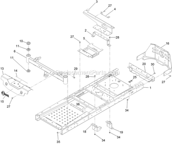 Main Frame Assembly Diagram and Parts List for QZE702GEM42200 (406294345-408644345)(2020) Exmark Lawn Mower