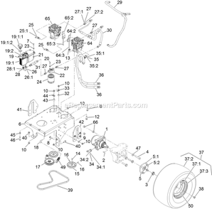 Ground Drive Assembly Diagram and Parts List for VTX651KA484 (314000000-314999999)(2014) Exmark Lawn Mower