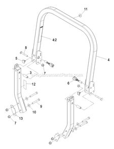 Rops Assembly Diagram and Parts List for LZAS20BV484 (790000-849999)(2009) Exmark Lawn Mower
