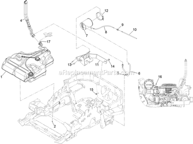 Fuel Tank Assembly (1) Diagram and Parts List for LZS740AKC524A2 (316000000-316999999)(2016) Exmark Lawn Mower