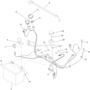 Electrical Assembly Diagram and Parts List for QZS735GKC54200 (408644346-411294211)(2021) Exmark Lawn Mower