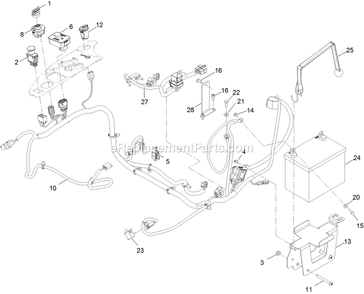 Electrical Assembly Diagram and Parts List for RAX730GKA604A3 (400000000-402082299)(2017) Exmark Lawn Mower