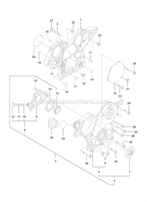 Gear Housing Assembly Diagram and Parts List for LZS80TDYM604W0 (404314159-406294344)(2019) Exmark Lawn Mower
