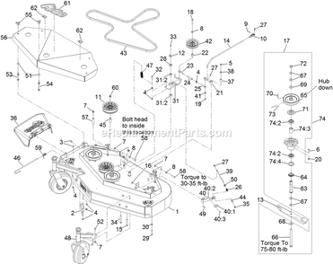 Deck Assembly Diagram and Parts List for MGS481CKA48300 (315000000-315999999)(2015) Exmark Lawn Mower