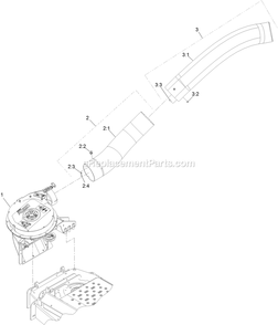 Blower And Tubes Assembly Diagram and Parts List for 116-3001 (406294345-408644345)(2020) Exmark Lawn Tractor Accessories