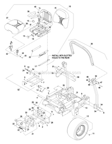 Main Frame Group Diagram and Parts List for LXS25KD605 (600000-669999)(2006) Exmark Lawn Mower