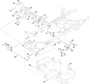 Deck Lift Assembly Diagram and Parts List for PNS651KA483 (314000000-314999999)(2014) Exmark Lawn Mower