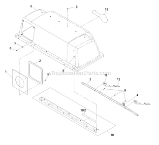 Bagger Hood Assembly Diagram and Parts List for 109-9764 (720000-789999)(2008) Exmark Lawn Tractor Accessories
