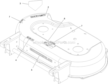 Deck With Decals Assembly Diagram and Parts List for ECS180CKA30000 (404314159-406294344)(2019) Exmark Lawn Mower