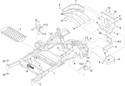 Main Frame Assembly Diagram and Parts List for LZE751GKA60RA1 (402082300-404314158)(2018) Exmark Lawn Mower
