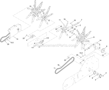 Tine Wheel Drive Assembly Diagram and Parts List for ARS180CKA21000 (315000000-315999999)(2015) Exmark Aerator