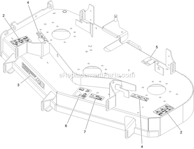 Deck With Decals Assembly Diagram and Parts List for RAE708GEM48300 (406294345-408644345)(2020) Exmark Lawn Mower