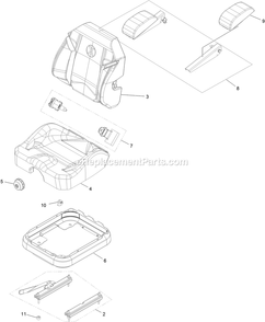 Seat With Tracks Assembly Diagram and Parts List for LZE651GKA484A2 (316000000-399999999)(2016) Exmark Lawn Mower