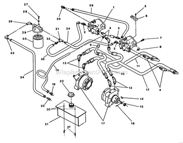 Hydraulics Diagram and Parts List for EX1800  Exmark Lawn Mower