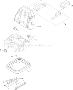 Seat Assembly (2) Diagram and Parts List for LZE742GKC604A3 (404314159-406294344)(2019) Exmark Lawn Mower