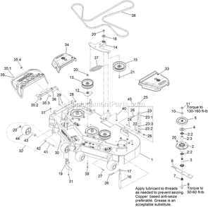 Deck Assembly Diagram and Parts List for TTS541CKA48300 (316000000-399999999)(2016) Exmark Lawn Mower