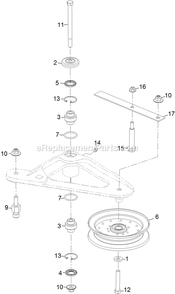 Deck Idler Assembly Diagram and Parts List for LZS749EKC72RS (314000000-314999999)(2014) Exmark Lawn Mower