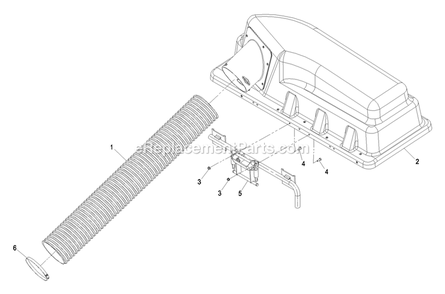 Bagger Top And Hinge Assembly Diagram and Parts List for 116-1084 (790000-849999)(2009) Exmark Lawn Tractor Accessories