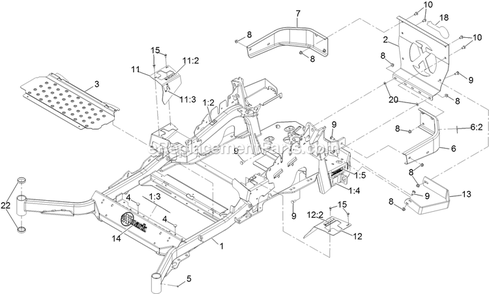 Main Frame Assembly Diagram and Parts List for LZE801GKA724A1 (408644346-999999999)(2021) Exmark Lawn Mower