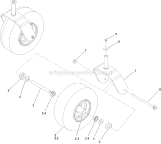 Caster Tire Assembly Diagram and Parts List for QZS708GEM54200 (408644346-411294211)(2021) Exmark Lawn Mower
