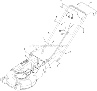 Handle Assembly Diagram and Parts List for ECX180CKA21000 (404314159-406294344)(2019) Exmark Lawn Mower