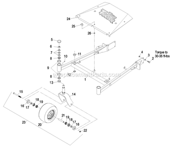 Deck Support Diagram and Parts List for TT20KC (440000-509999)(2004) Exmark Lawn Mower