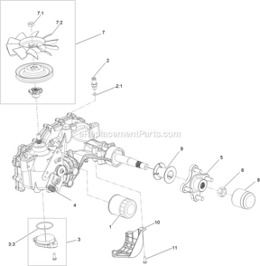 Lh Transaxle Assembly Diagram and Parts List for RAE691GKA48C00 (408644346-999999999)(2021) Exmark Lawn Mower