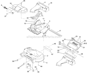 Deck, Frame, And Chute Assembly Diagram and Parts List for ECS180CKA30000 (402082300-404314158)(2018) Exmark Lawn Mower