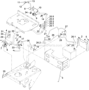 Electrical Assembly Diagram and Parts List for VT18KA363 (920000-999999)(2011) Exmark Lawn Mower