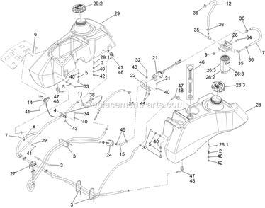Fuel Assembly Diagram and Parts List for LZDS902K605 (313000000-313999999)(2013) Exmark Lawn Mower