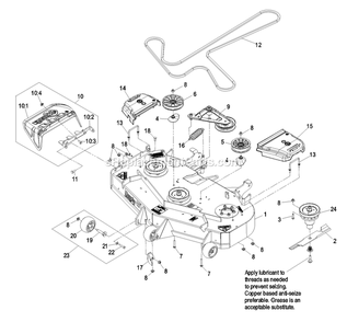 Deck Group (1) Diagram and Parts List for LZAS20BV484 (790000-849999)(2009) Exmark Lawn Mower