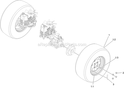 Rear Wheel Assembly Diagram and Parts List for LZS740PKC52400 (315000000-315999999)(2015) Exmark Lawn Mower