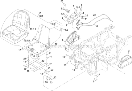 Seat And Consoles Assembly Diagram and Parts List for NVS640CKC42000 (316000000-399999999)(2016) Exmark Lawn Mower