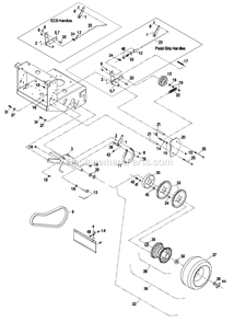Engine Deck Group (2) Diagram and Parts List for M14815KC (320000-369999)(2002) Exmark Lawn Mower