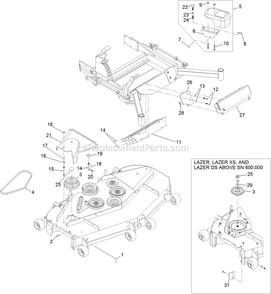 Weight And Belt Drive Components (1) Diagram and Parts List for UV6672 (313000000-313999999)(2013) Exmark Lawn Tractor Accessories