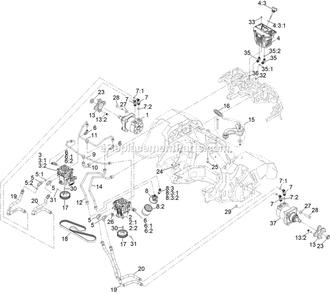 Hydraulic Assembly Diagram and Parts List for STS730GKA52400 (408644346-411294211)(2021) Exmark Lawn Mower
