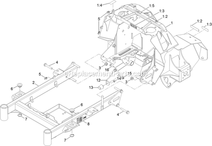 Main Frame Assembly Diagram and Parts List for STE600CKA32300 (404314159-406294344)(2019) Exmark Lawn Mower