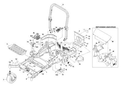Mainframe Group Diagram and Parts List for LZAS20BV484 (790000-849999)(2009) Exmark Lawn Mower