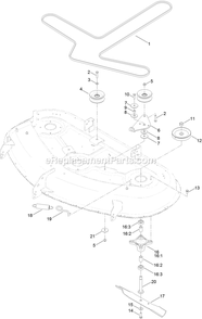54 Inch Deck, Belt And Blade Assembly Diagram and Parts List for QTE708GEM54100 (315000000-315999999)(2015) Exmark Lawn Mower