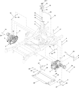 Hydraulic Drive Assembly Diagram and Parts List for RAS708GEM60RC3 (406294345-408644345)(2020) Exmark Lawn Mower